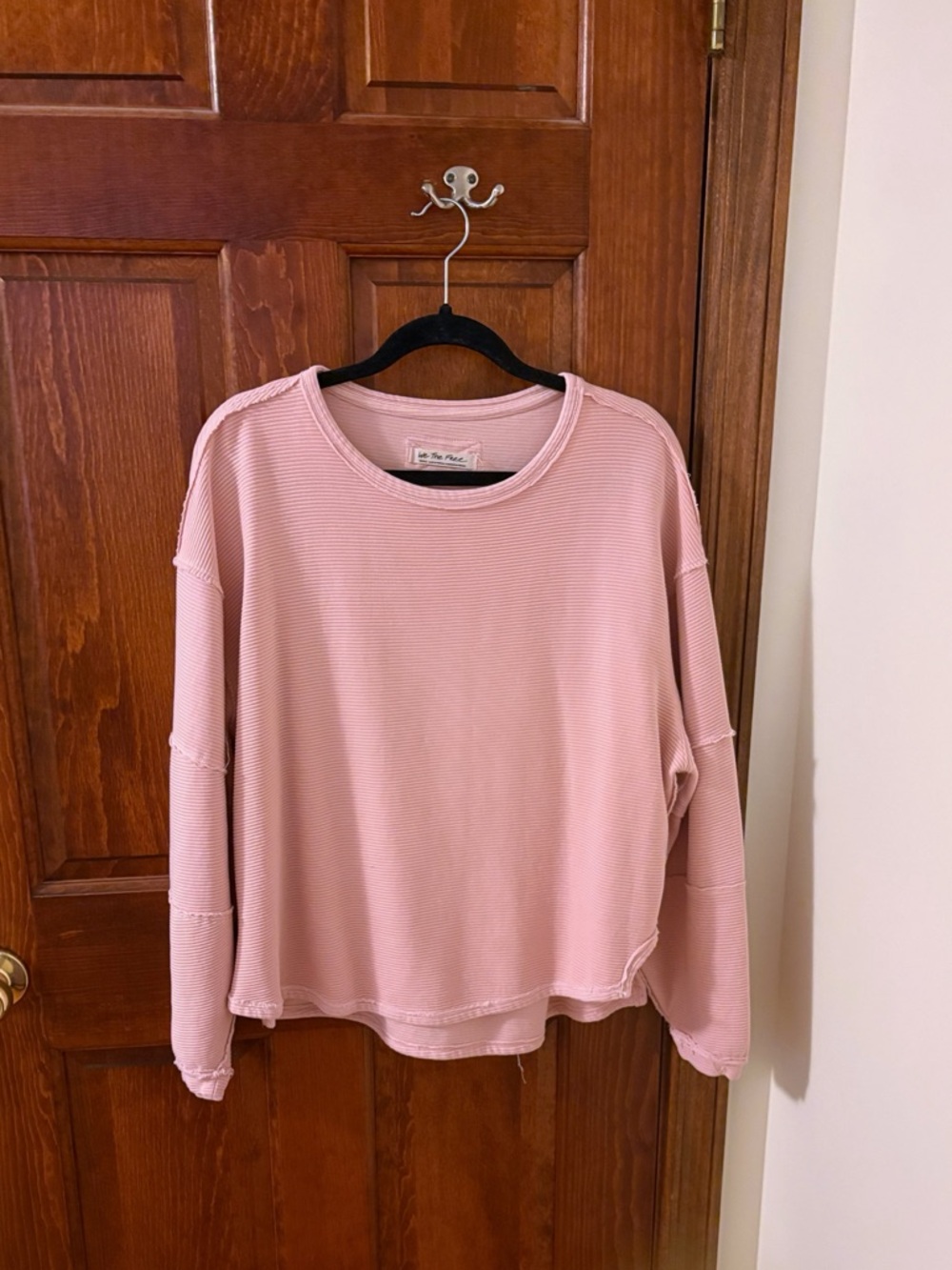 FREE PEOPLE We the Free Total Eclipse Tee Blossom Pink Top Shirt Knit NWOT Sz S - Picture 4 of 6